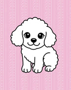 Cute White Puppy Pink Striped Background Rug