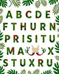 Tropical Green Leaf Floral Alphabet Rug
