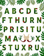 Tropical Green Leaf Floral Alphabet Rug