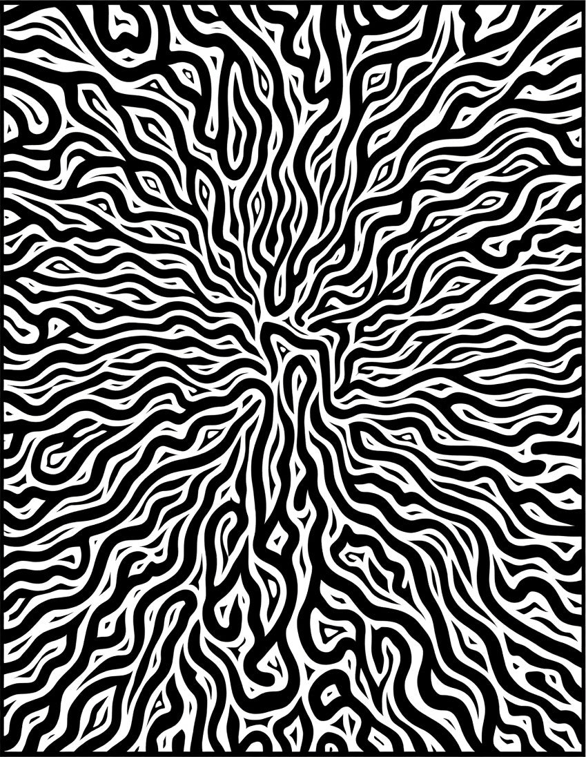 Black White Organic Flow Rug
