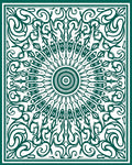 Emerald Green Sunburst Medallion Swirls Rug