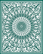 Emerald Green Sunburst Medallion Swirls Rug