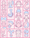 Sweet Pink Blue Cute Characters Collection Rug