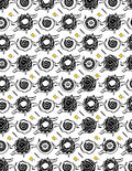 Whimsical Black Rose Swirl Yellow Square Rug