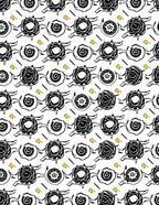 Whimsical Black Rose Swirl Yellow Square Rug