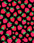 Red Strawberry Patch Black Background Rug