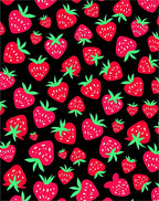 Red Strawberry Patch Black Background Rug