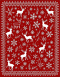 Festive Red White Reindeer Snowflakes Border Rug