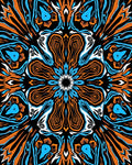 Electric Blue Orange Radial Burst Rug
