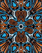 Electric Blue Orange Radial Burst Rug