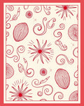 Crimson Seashell Starburst Swirls Rug