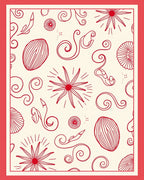 Crimson Seashell Starburst Swirls Rug