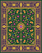 Emerald Jewel Tone Floral Medallion Rug