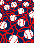 Navy Red Baseball Swirl Rug