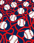 Navy Red Baseball Swirl Rug
