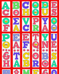 Retro Alphabet Faces Colorful Squares Rug