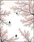 Delicate Pink Blossom Figures Canopy Rug