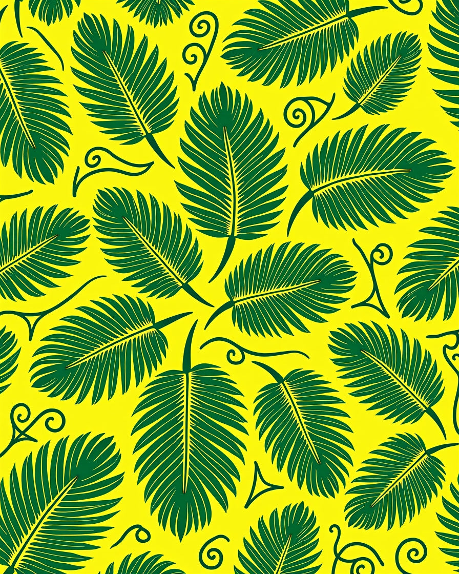 Vibrant Green Leaf Tropical Swirl Rug