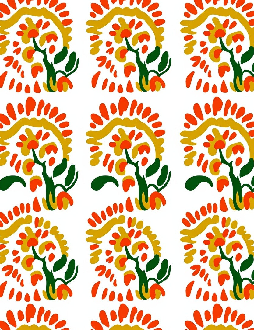 Bold Orange Floral Burst Rug
