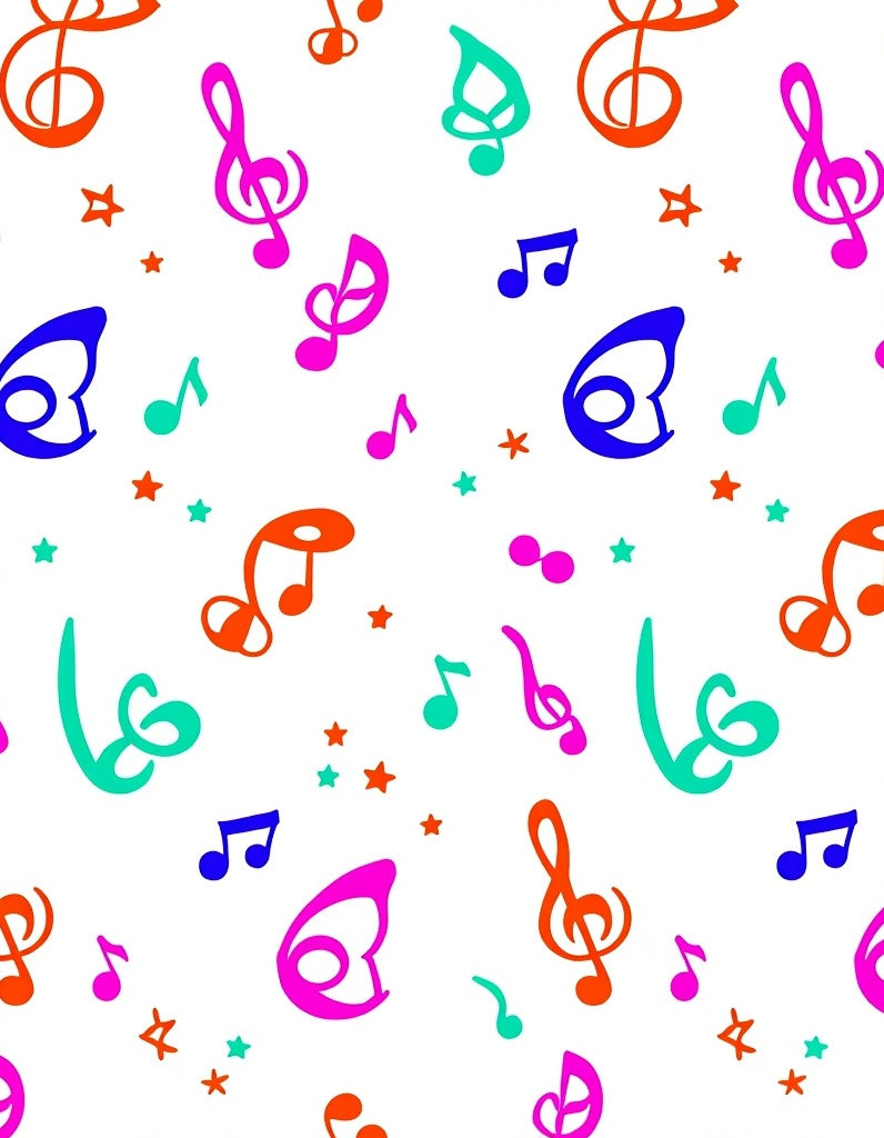 Vibrant Musical Notes and Stars Rug