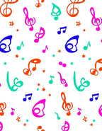 Vibrant Musical Notes and Stars Rug