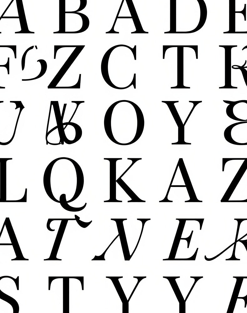 Classic Alphabet Typography Black White Rug