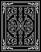 Black White Ornate Scrollwork Art Nouveau Rug