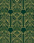 Emerald Gold Art Deco Floral Rug