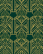 Emerald Gold Art Deco Floral Rug
