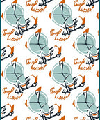 Abstract Teal Orange Calligraphic Elements Rug