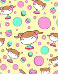 Cute Kawaii Girls Pink Teal Circles Rug