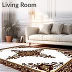 Antique Gold and Burgundy Medallion Frame Rug