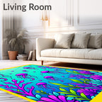 Neon Purple Jellyfish Undersea Garden Rug