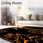 Orange Basketball Players Action Collage Rug