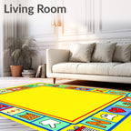 Playful Alphabet Border Yellow Rug