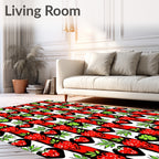 Red Strawberry Heart Stripe Rug