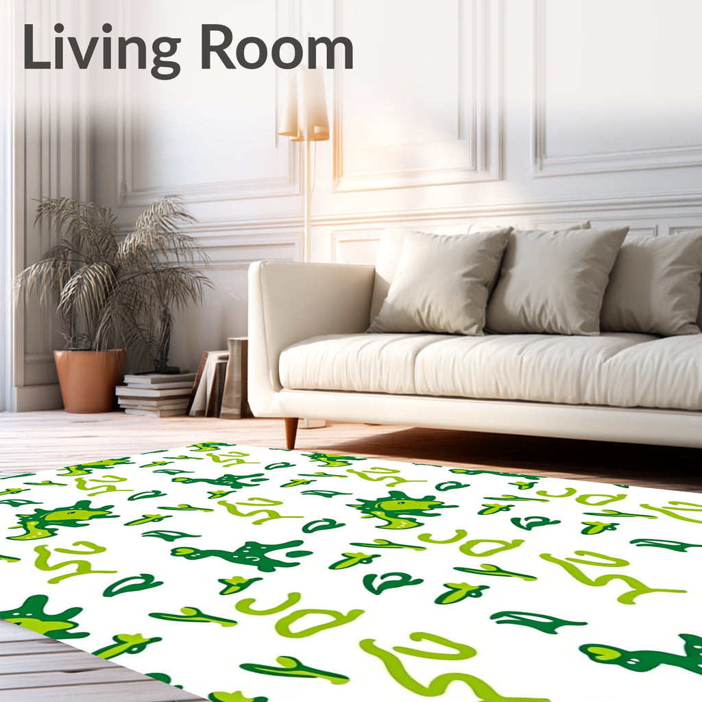 Playful Green Baby Dinosaur Scatter Rug