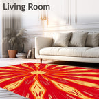 Vibrant Red Flame Sunburst Rug
