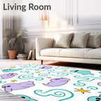 Cute Ghostly Alien Swirl Star Rug
