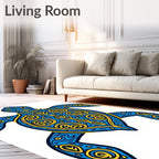 Ornate Blue Yellow Turtle Art Rug