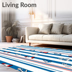 Nautical Red White Blue Anchor Lighthouse Stripes Rug