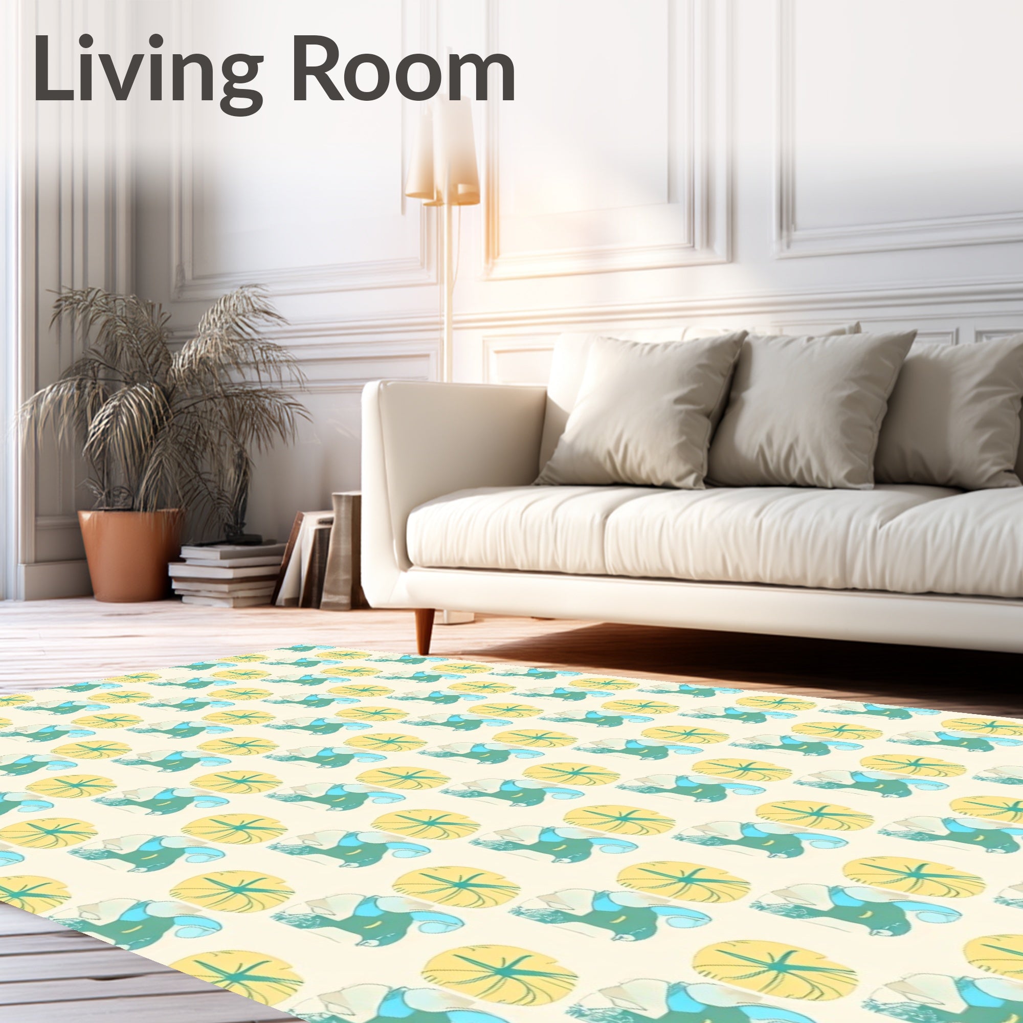 Pastel Yellow Blue Organic Roundlets Rug