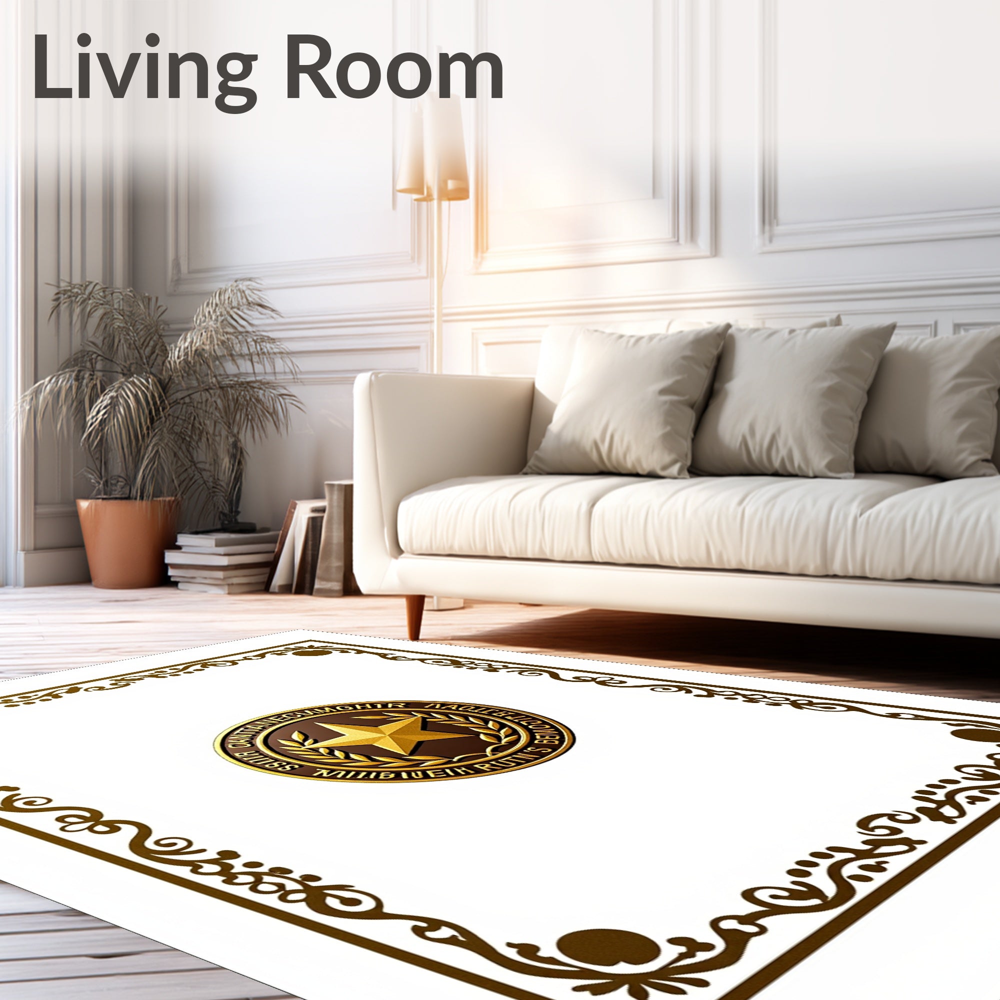 Ornate Gold Frame Star Medallion Rug