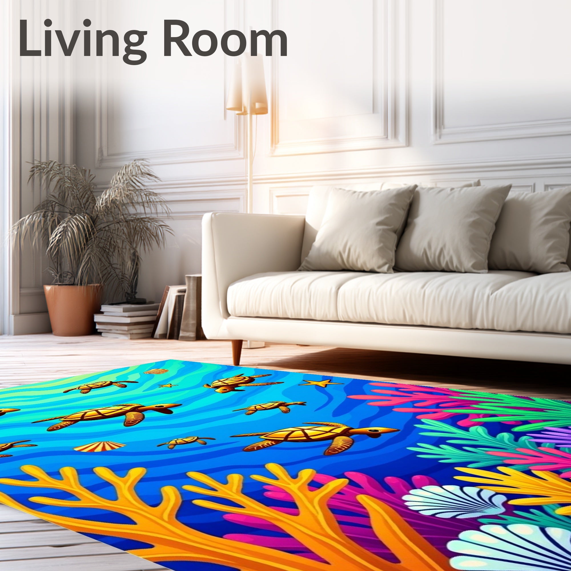 Vibrant Sea Turtle Coral Reef Wonderland Rug