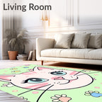 Cute Pink Cat Paw Print Pastel Rug
