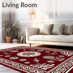 Deep Red Laurel Crest Tree Medallion Rug