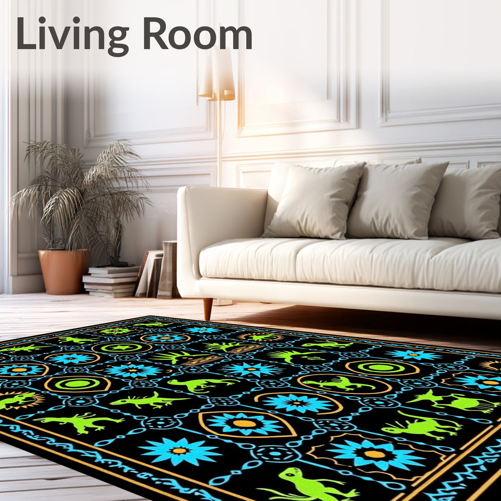 Retro Alien Dinosaur Starburst Rug