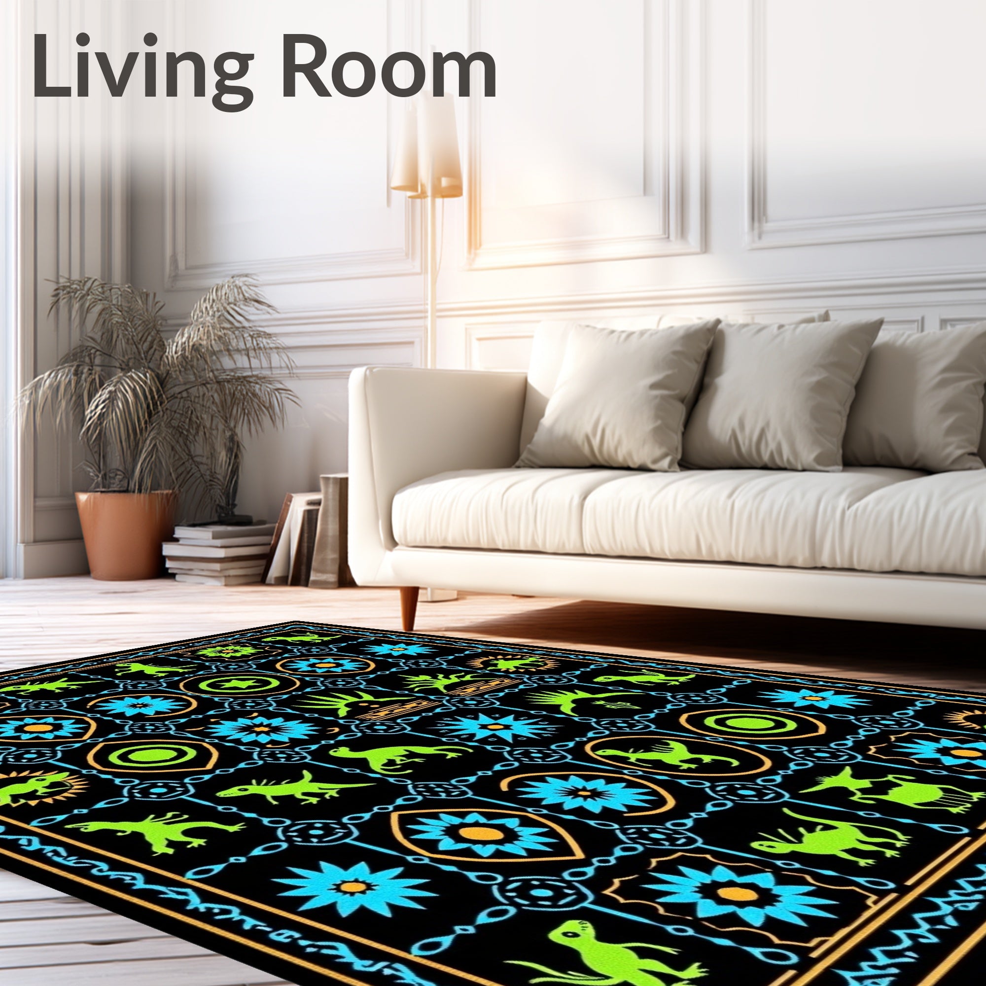Retro Alien Dinosaur Starburst Rug