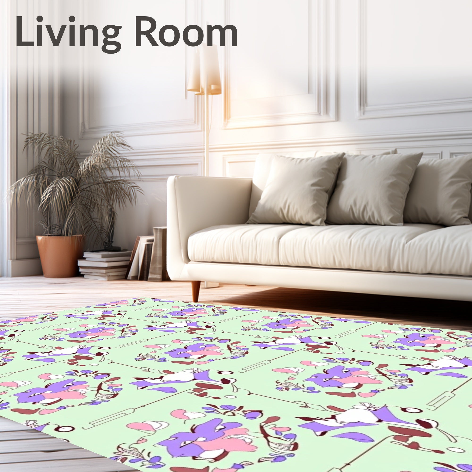 Abstract Lavender and Pink Floral Cluster Rug