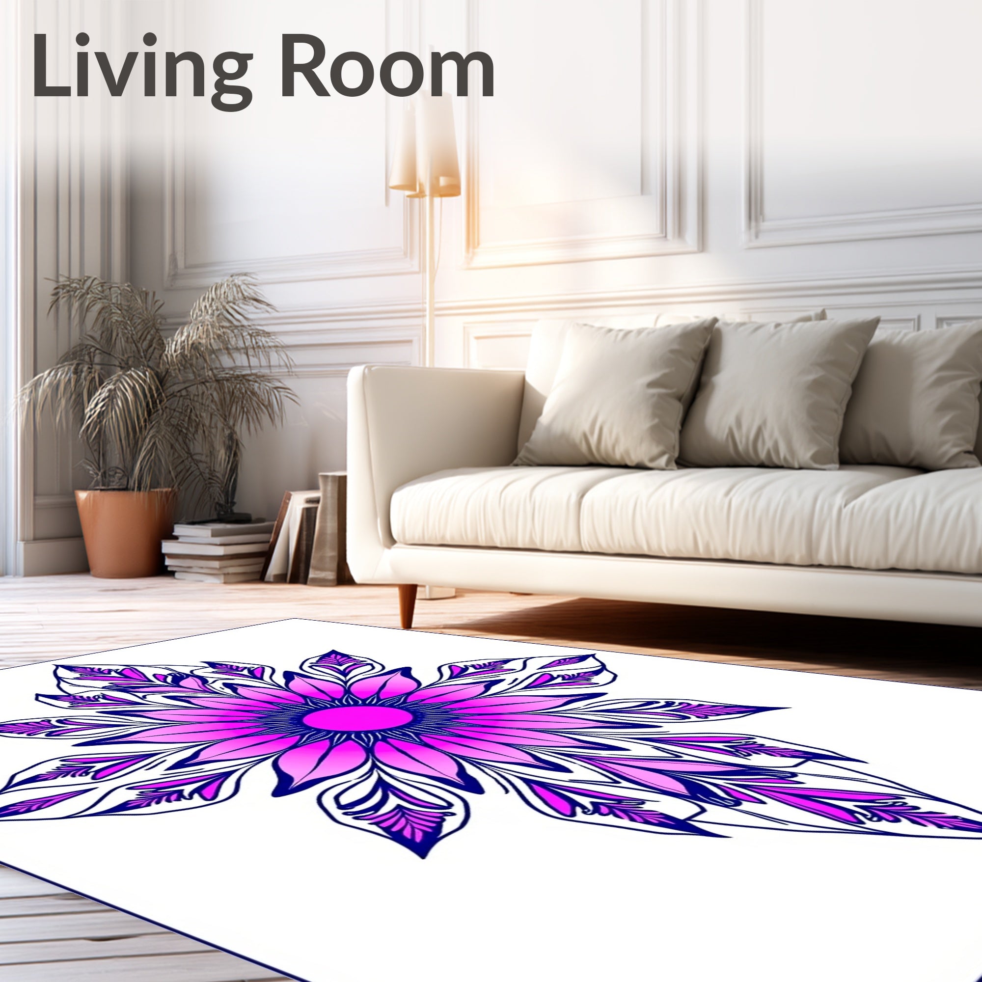 Vibrant Magenta Floral Medallion Rug
